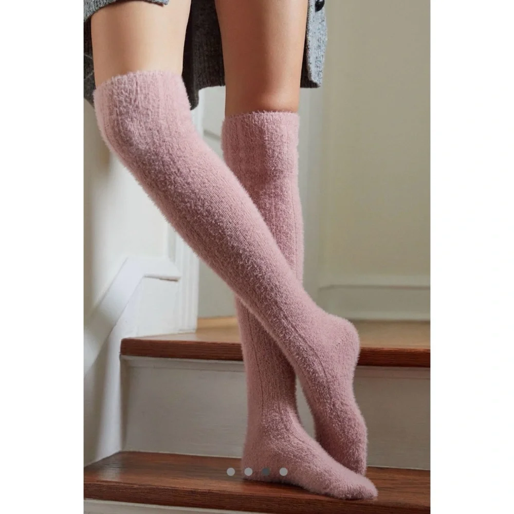Anthropologie Pink Over The Knee Cozy Socks NWT